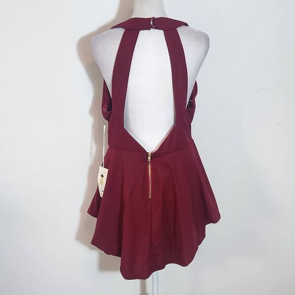 Purple Snow Oxblood Romper NWT Size XL Burgundy Sleeveless Short Romper - Picture 5 of 11
